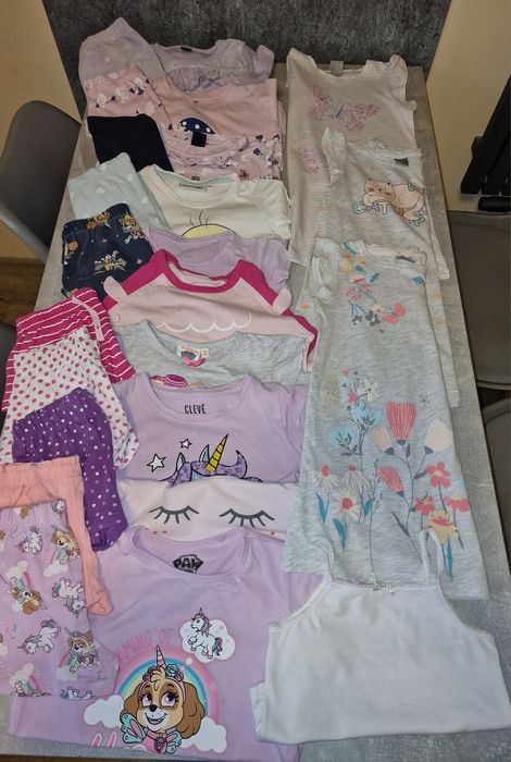 Zestaw pieżama spodnie spodenki koszula 14szt R.98-104