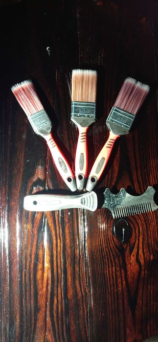 Profesjonalne pędzle malarskie zestaw 4 szt – do ścian, mebli, drewna.