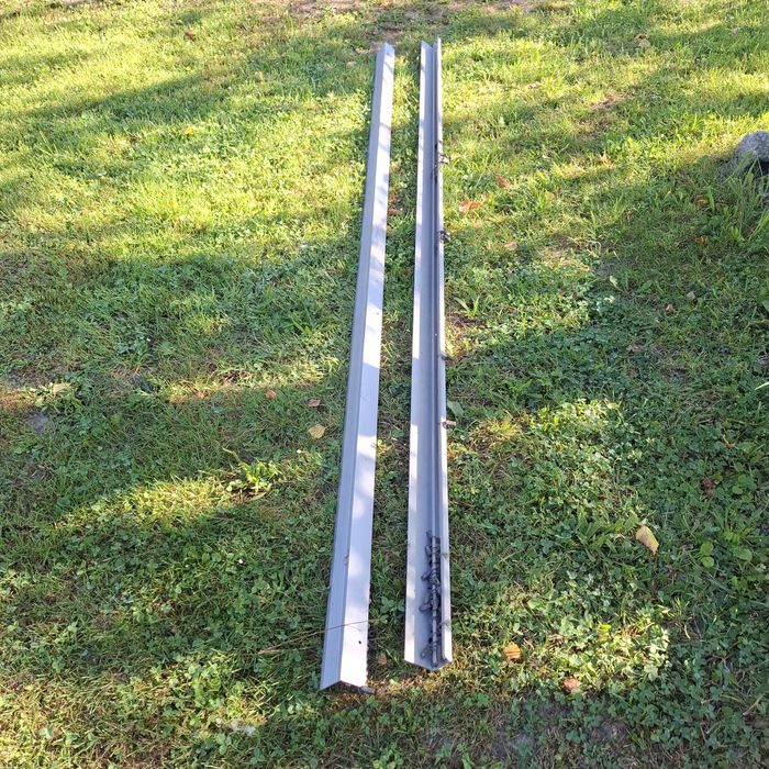 2 szt Karnisz dwurzędowy 250cm  szyna aluminiowa vintage PRL z żabkami