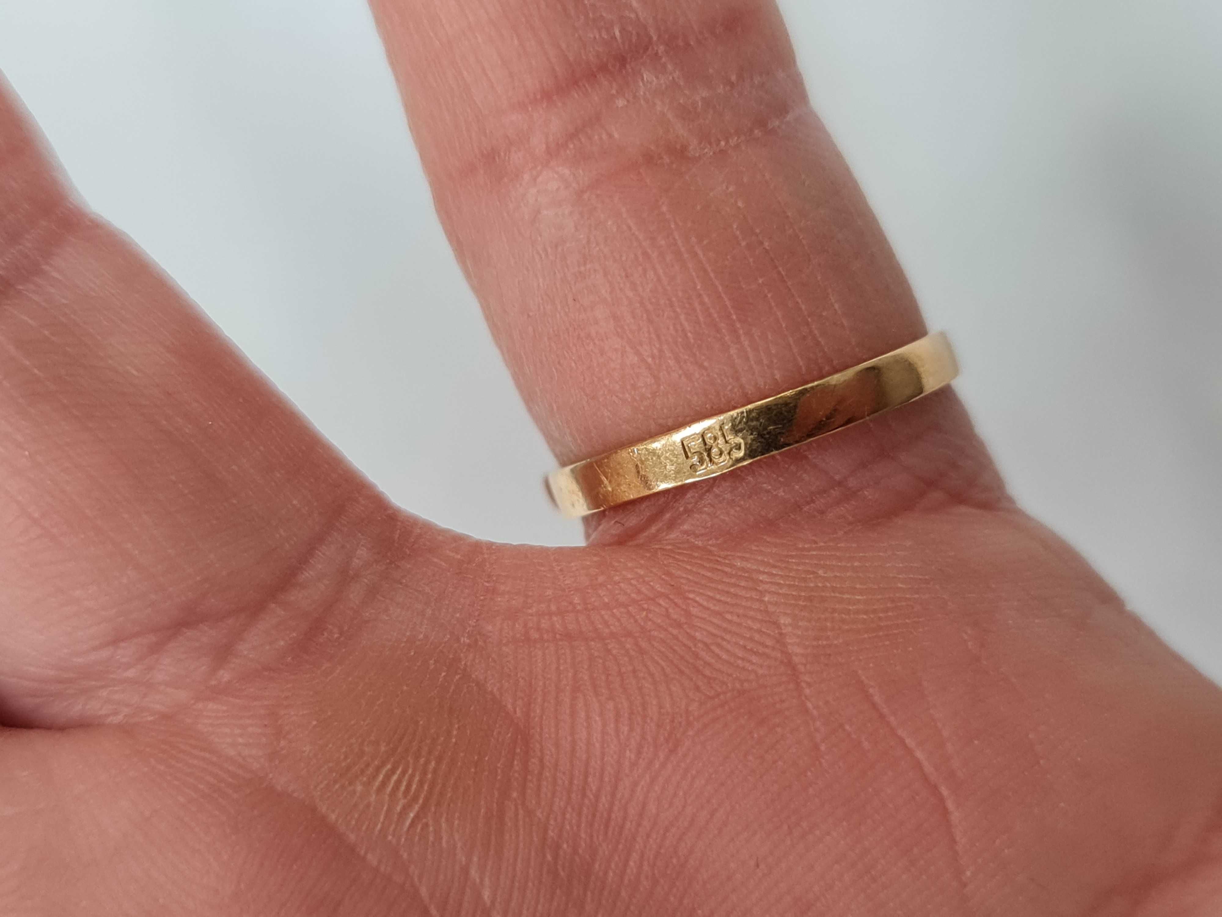 Wiekowy złoty pierścionek damski/ 585/ 7.23 g/ R15/ Ręcznie robiony