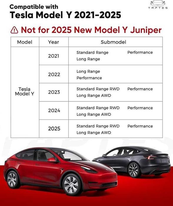 TAPTES 6 mat dywaników na każdą pogodę do Tesla Model Y 2021r-2025r