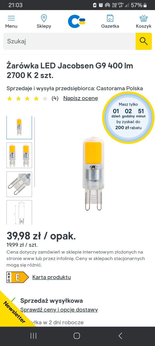 Żarówki  JacobsenG9 led400lumens