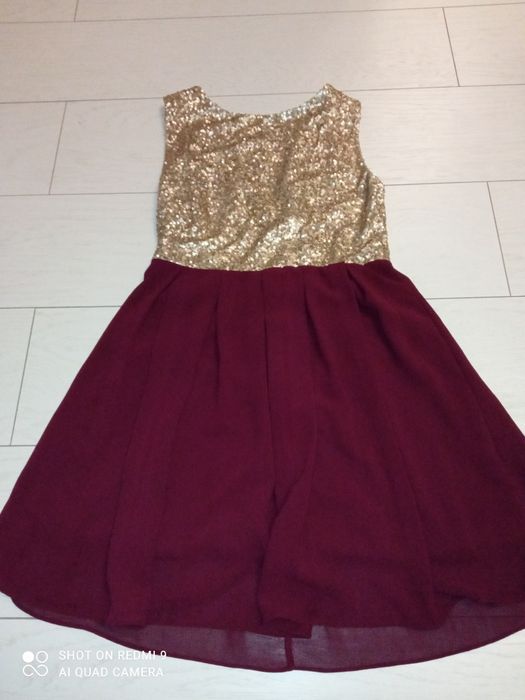 Sukienka złoto bordowa M
