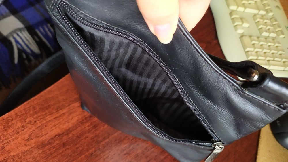 Кожаная сумка барсетка через плечо черная натуральная кожа