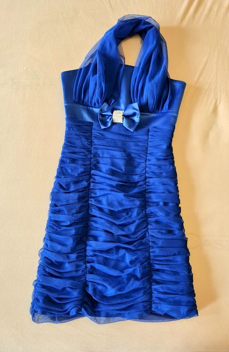 Habrowa/niebieska elegancka sukienka rozm. S