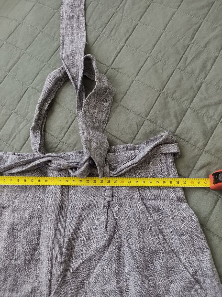 H&M rozmiar M lniane spodenki paperbag wysoki stan