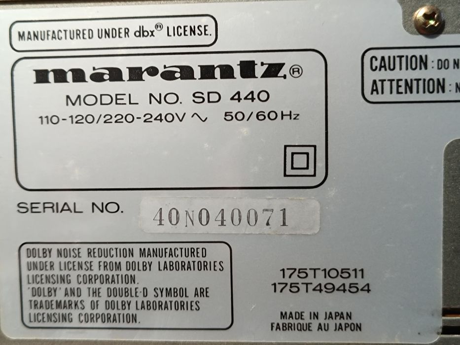 Deck Cassetes Marantz SD 440 "Vintage Golden Áudio"