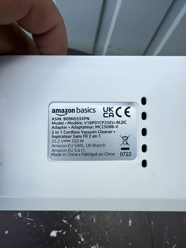Amazon Basics Bezprzewodowy odkurzacz 2 w 1 z silnikiem BLDC  350 W,