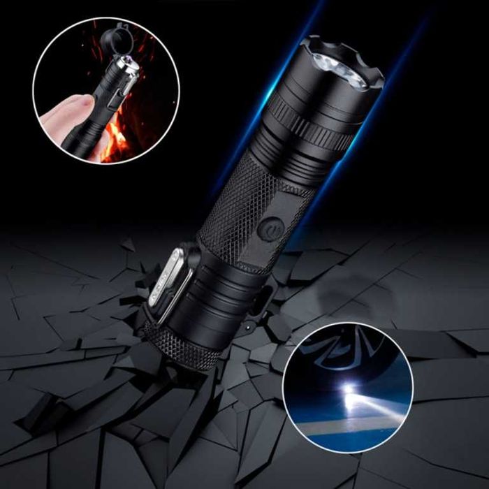 Зажигалка usb на 2 дуги с фонариком в подарочной упаковке.Цвет: черный