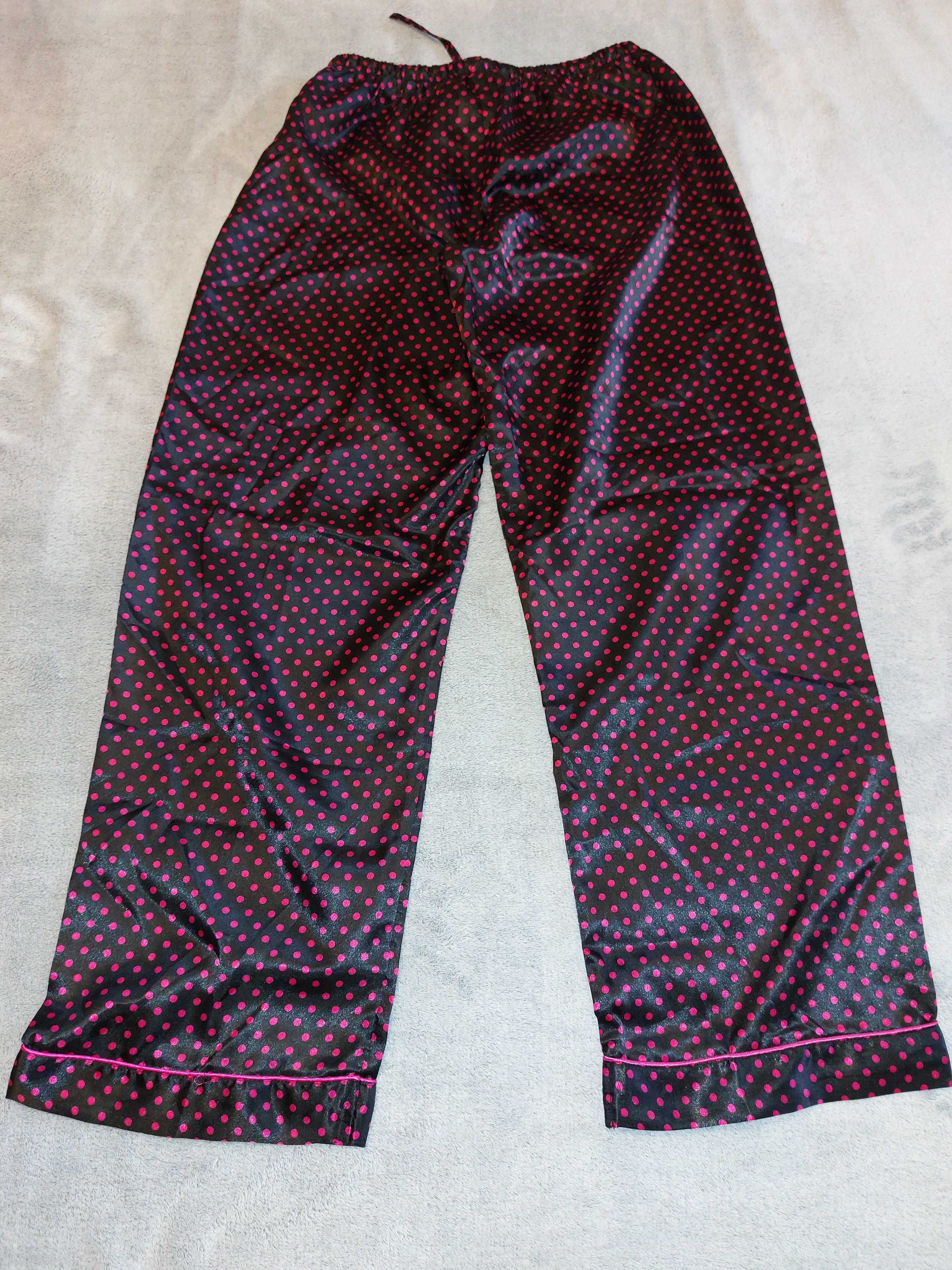 Spodnie piżamowe czarne w różowe kropki, rozmiar M-L, LBT