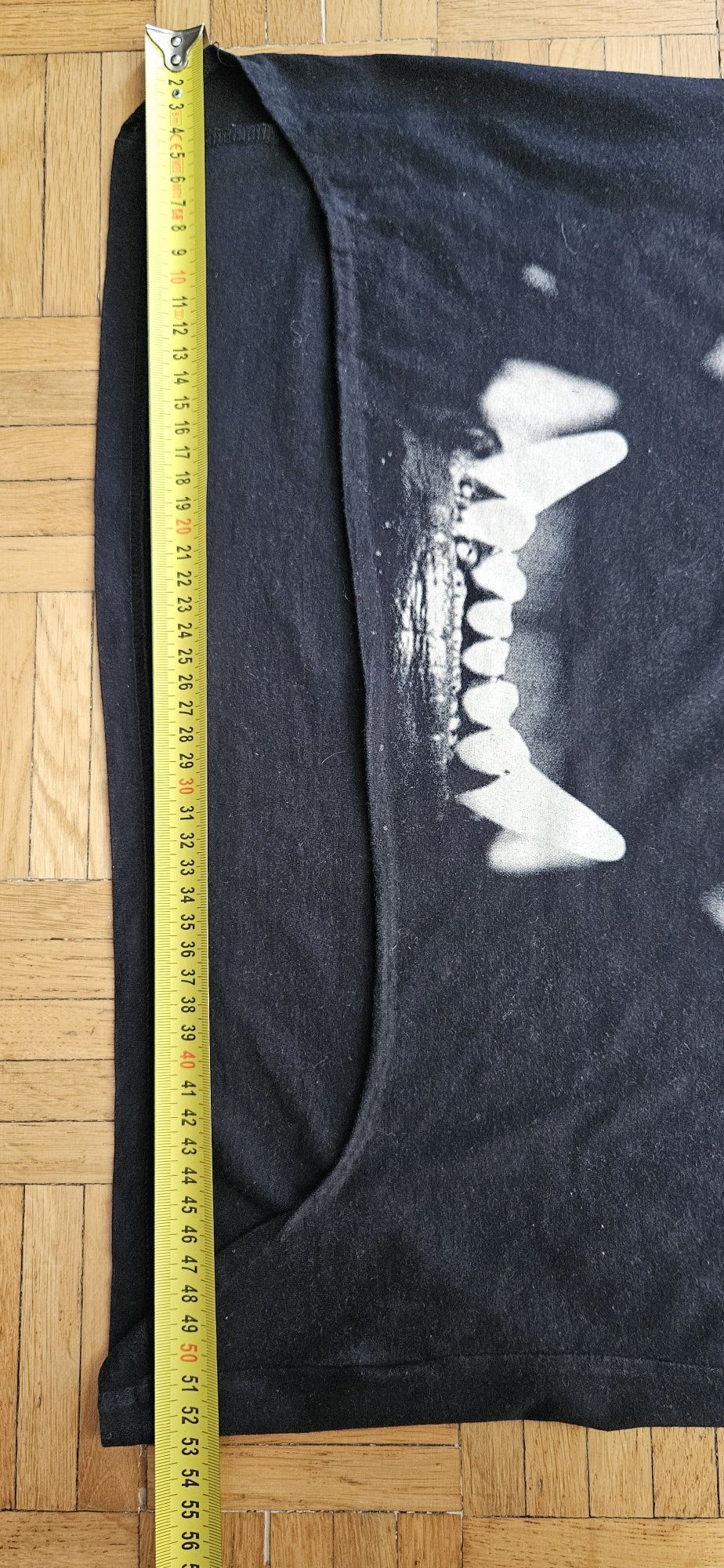 Koszulka River Island M czarna woodstok bez rekawów duża rock pies zęb