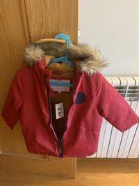 Parka capuz pelo, vermelho escuro