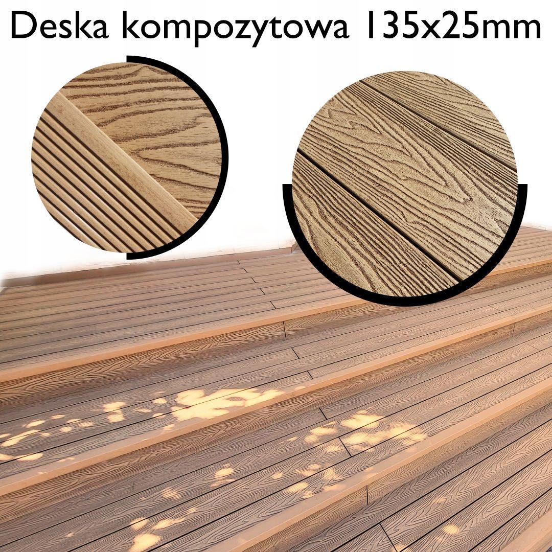 Deska kompozytowa na taras z fakturą drewna dł. 3m i 4m