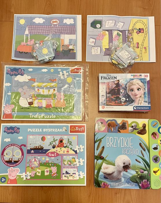 Puzzle 3+ Peppa, Elsa Frozen, książeczka z dźwiękiem