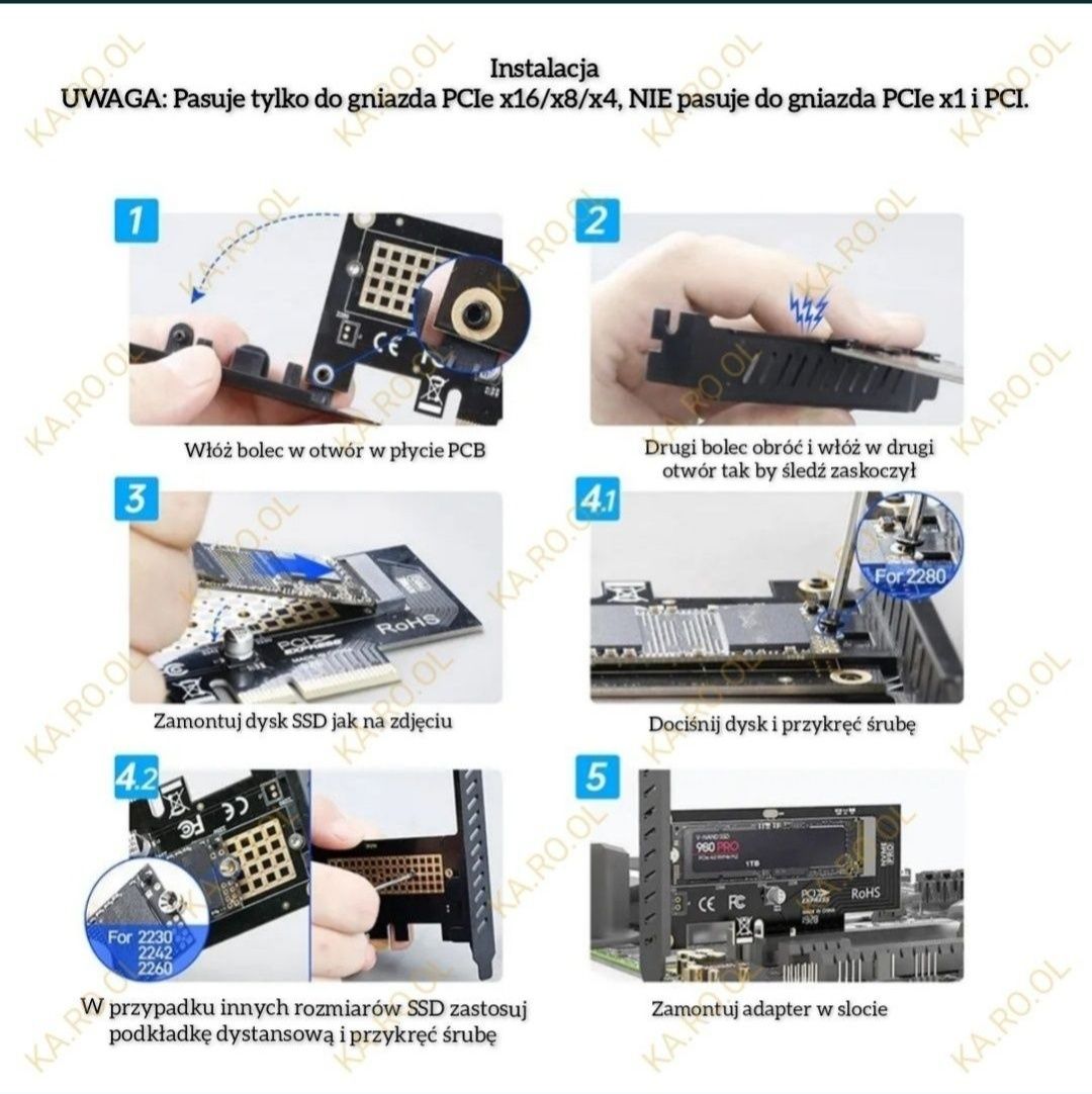 Adapter dysku m.2 nvme SSD pci-e