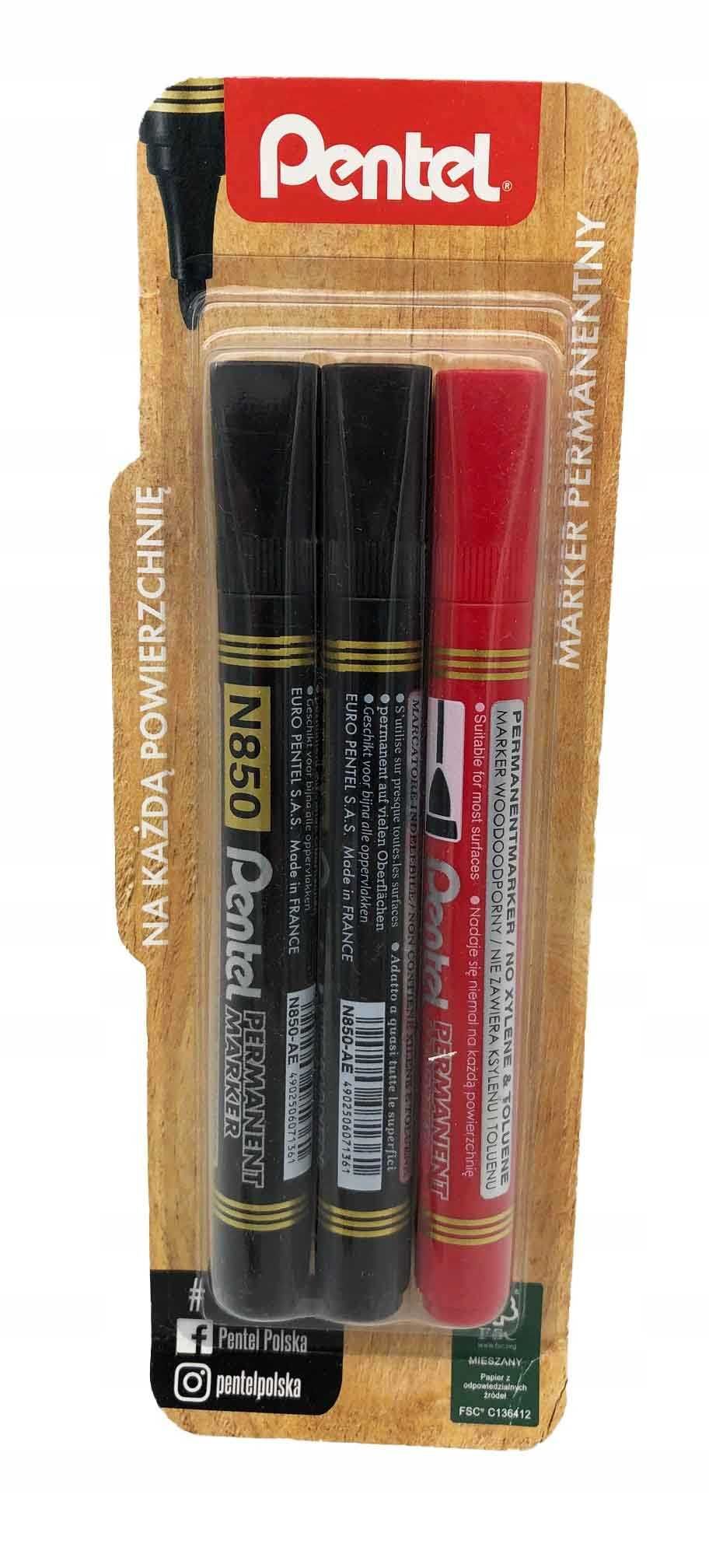 MARKER Permanentny  3szt Komplet  PENTEL