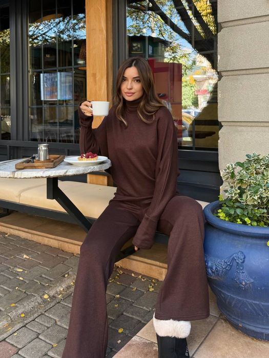 Женский теплый костюм ангора 42-48 шоколад,черный Жіночий костюм супер