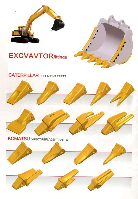 Коронка ковша, зуб ковша, адаптер ковша экскаватора, зубы на погрузчик