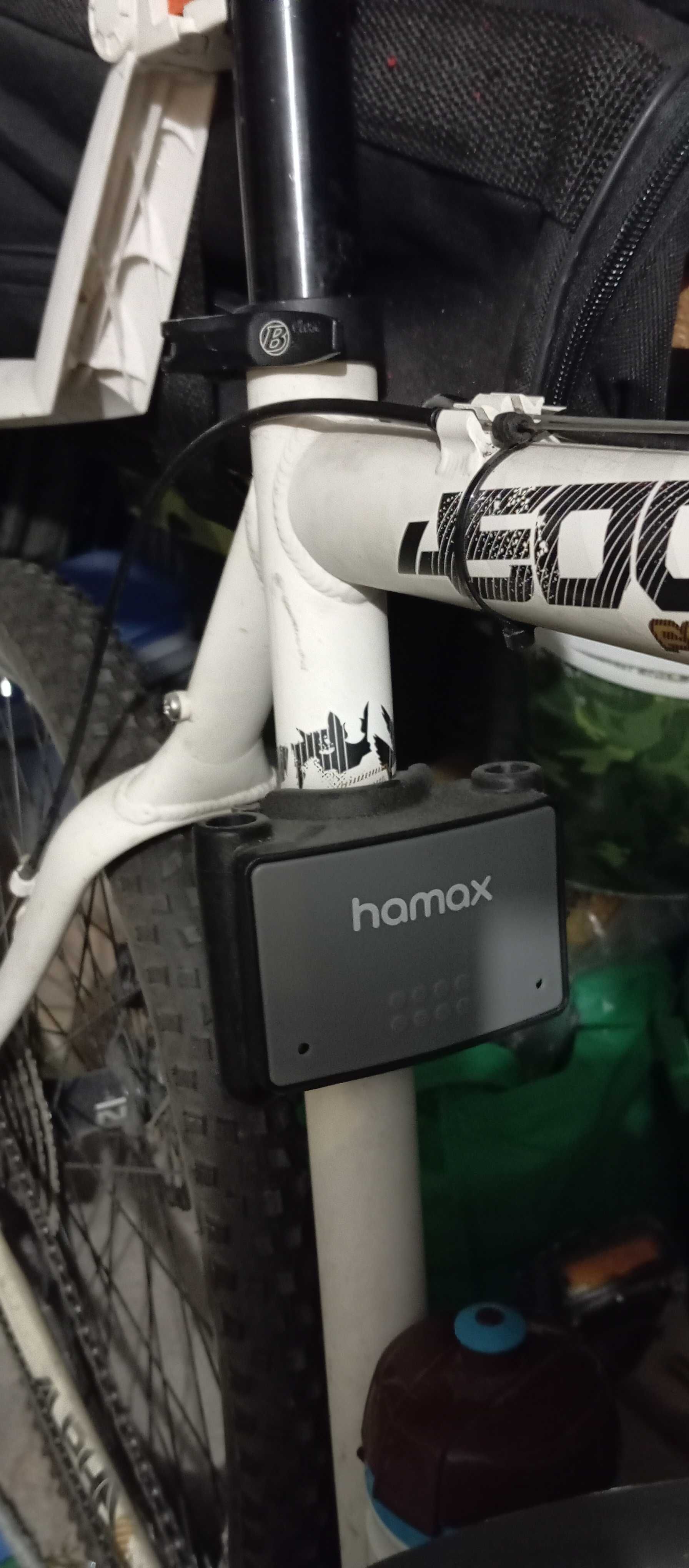 Fotelik rowerowy Hamax Smiley szaro-czerwony + adapter na ramę