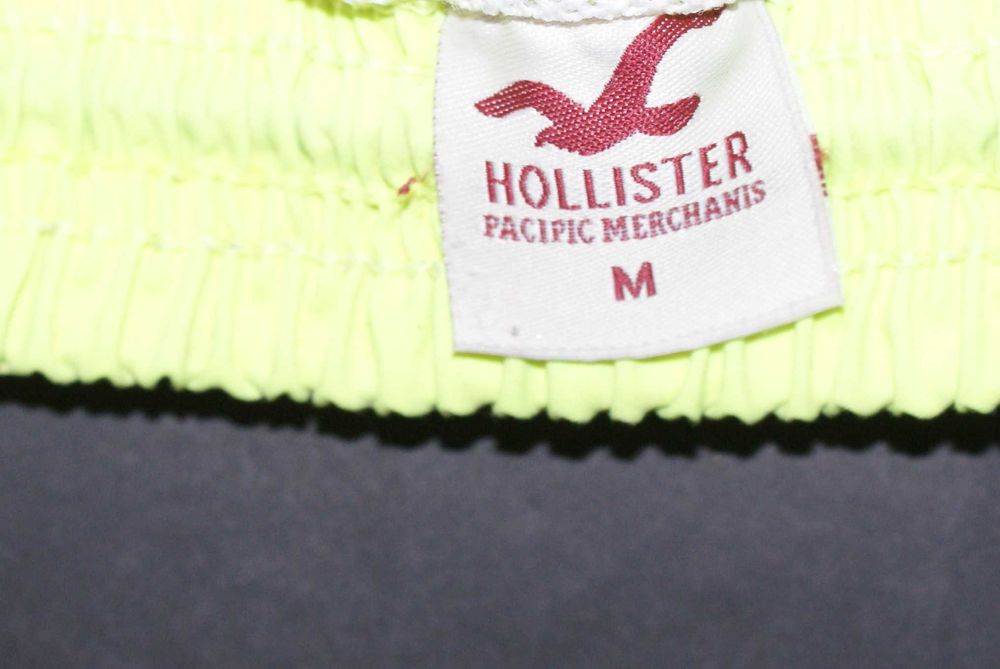 HOLLISTER_Cudne Spodenki szorty męskie_seledynowe fluo sportowe logo_M