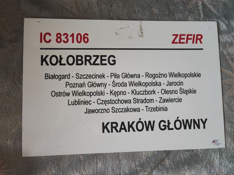 Tablica Relacyjna PKP IC Zefir 21 22