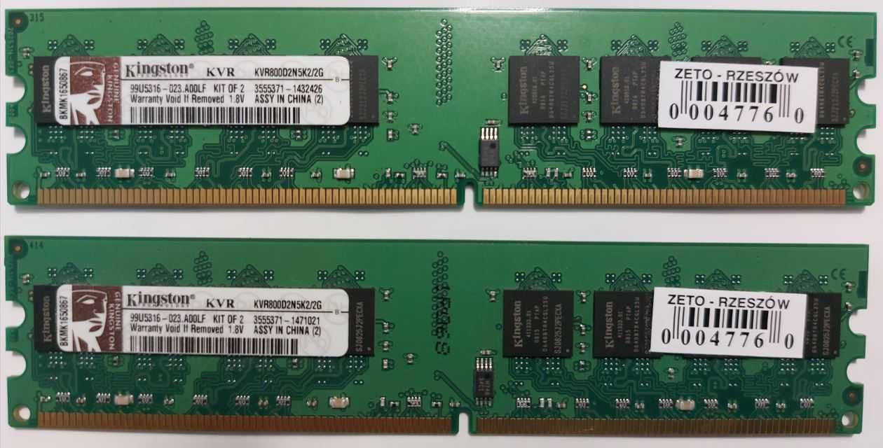 Pamięci DDR2 Kingston 2 sztuki KVR800D2N5K2/2G