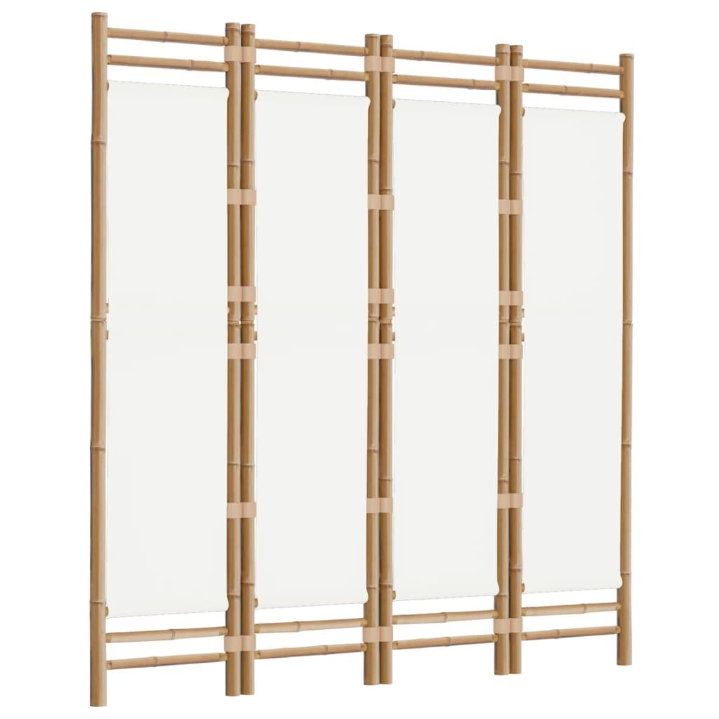 vidaXL Składany parawan 4-panelowy, 160 cm, bambus i płótno