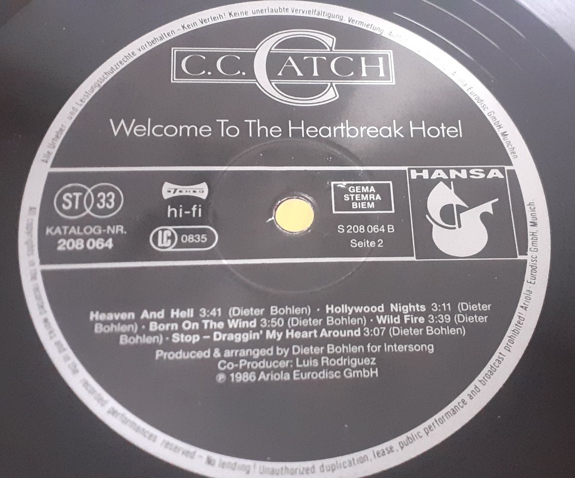 CC Catch - Welcome to the heartbreak hotel winyl