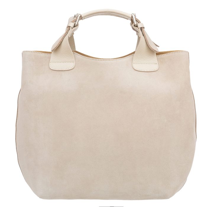 VERA PELLE torebka damska zamszowa shopper duża z paskiem V680 czarna