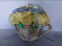 Kwiaty Koszyk z papirowej wikliny, handmade