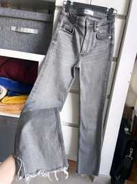 Jeansy spodnie Zara XS straight wysoki stan szare