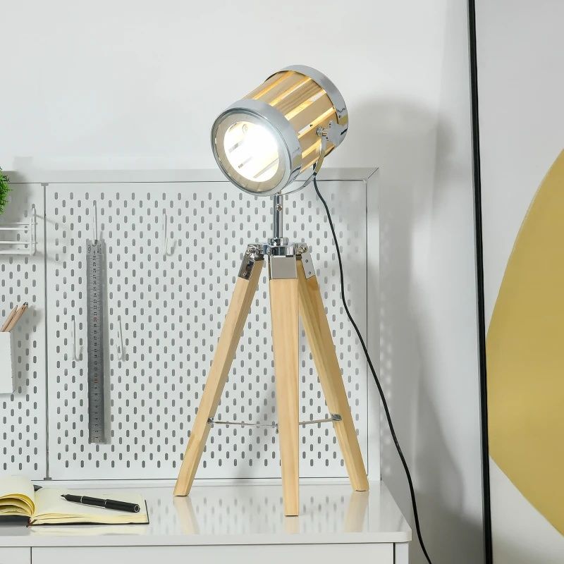 Homcom Lampa na statywie z drewna Trójnóg.