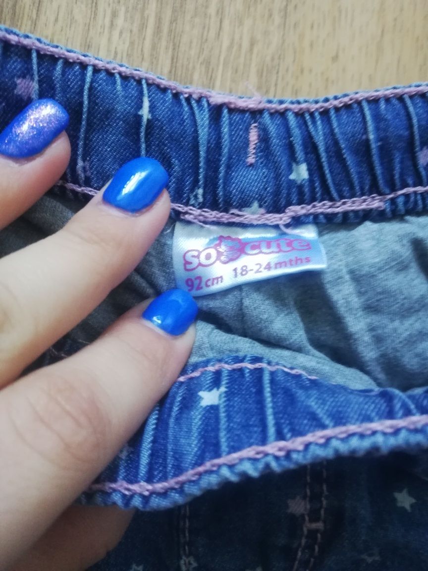 Spodnie jeansy z podszewką dla dziewczynki 92