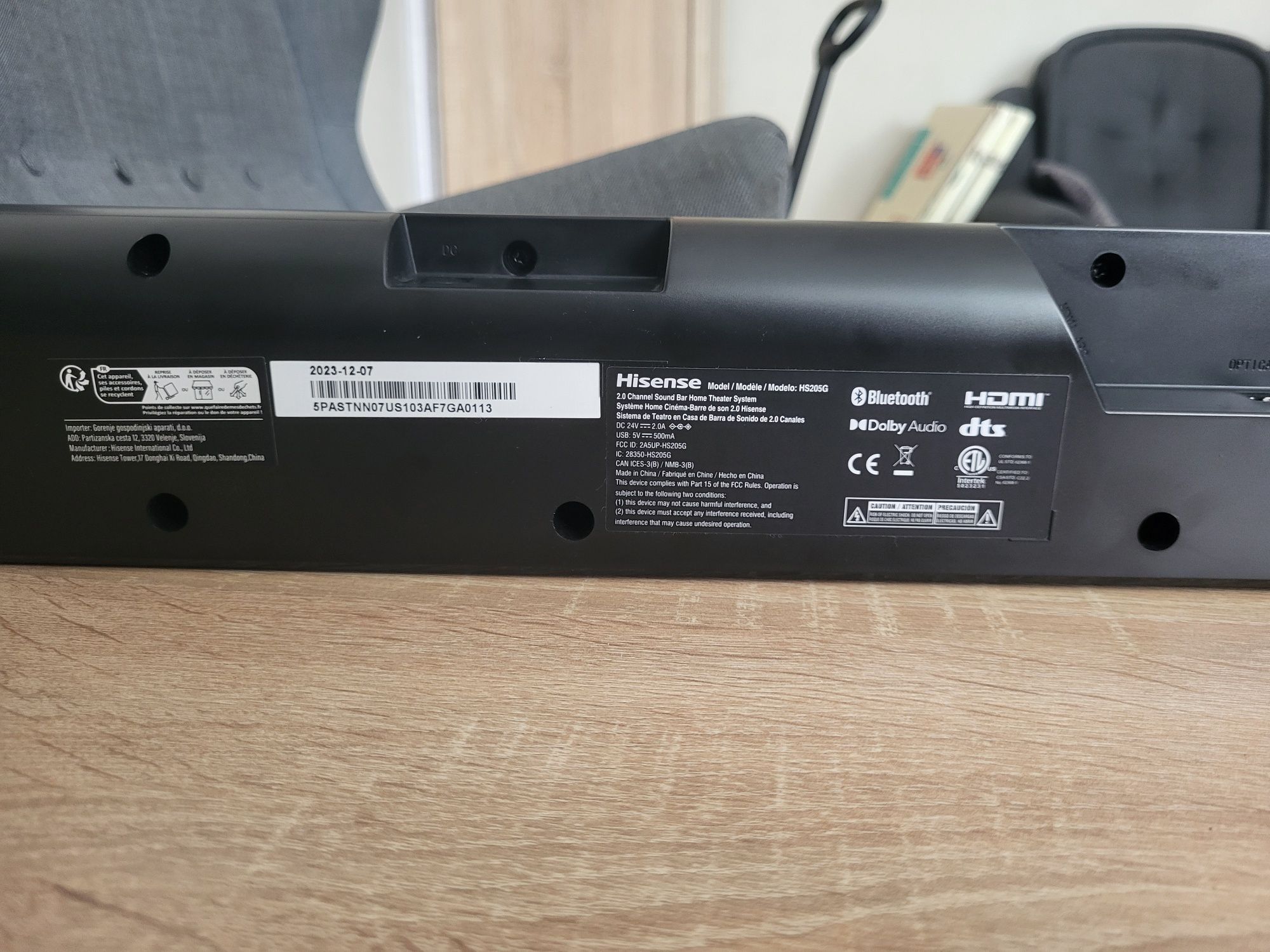 Sundbar Hisense 205G
