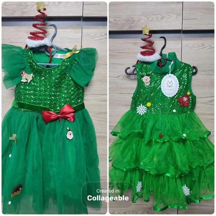 Дитячий новорічний костюм, сукня Ялинка, Помічниця Санти