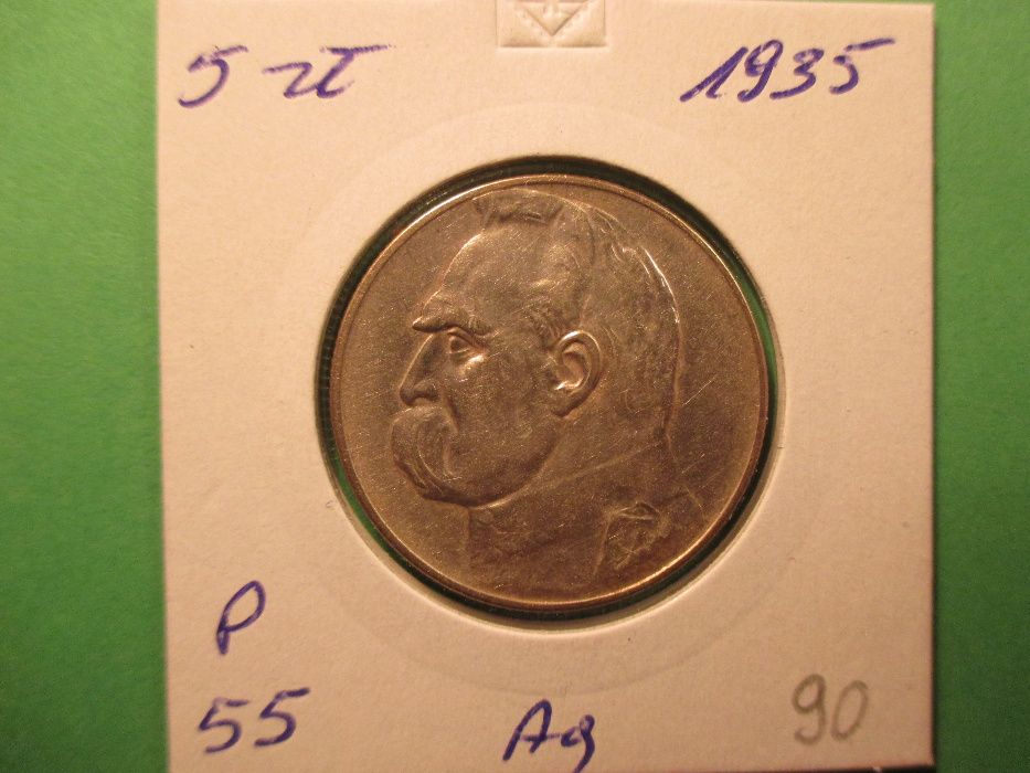 Srebrna moneta 5 zł z 1935 r. Dziadek . Oryginał !!! ,,55,,