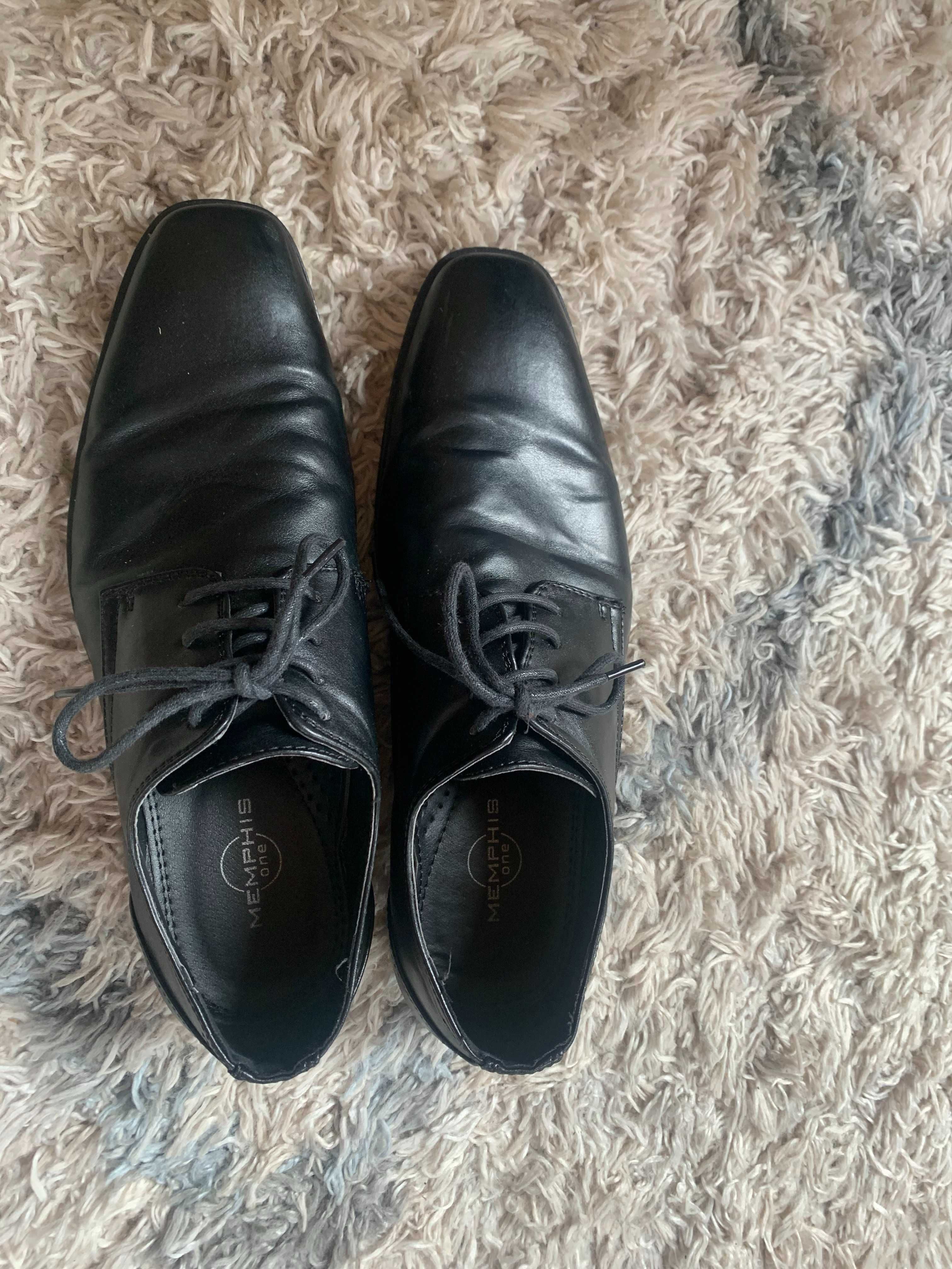 skórzane męskie pantofle czarne 41