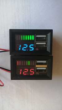 Индикатор заряда аккумулятора + вольтметр + 2xUSB
