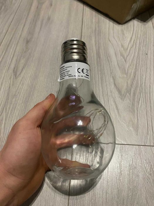dekoracja LED na baterie, szklana lampa z łańcuchem świetlnym