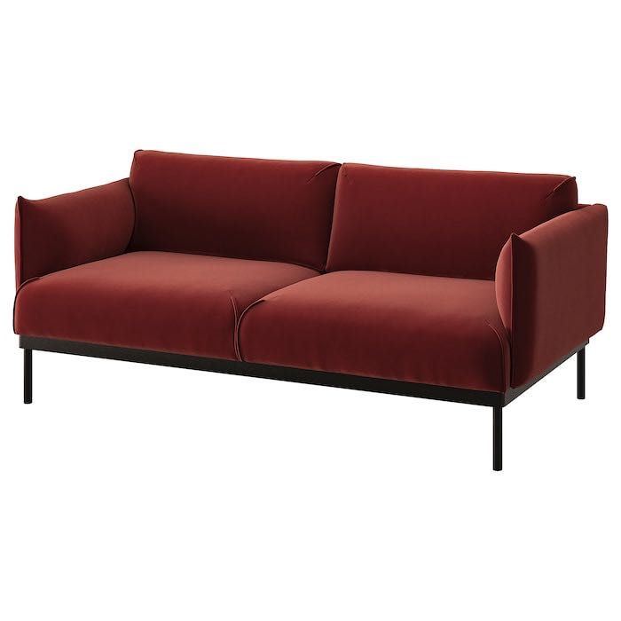 IKEA ÄPPLARYD, 2-osobowa sofa, czerwono-brązowy aksamit