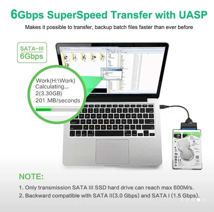 кабель адаптер високошвидкісний USB 3.0 до SATA III для 2.5-дюймових H