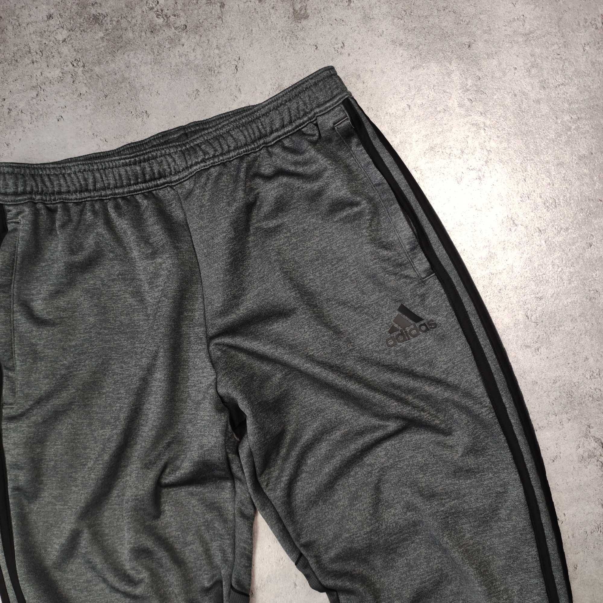 MĘSKIE Dresy Sportowe Szare Śliskie Bieg Trening Siłownia Adidas Logo