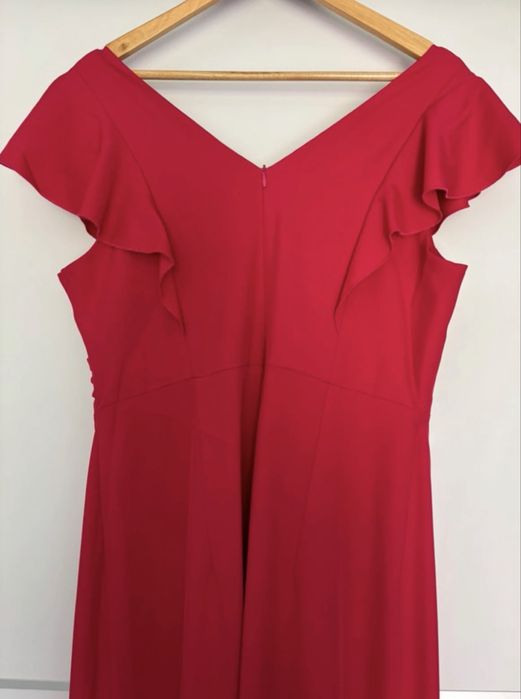 Długa sukienka 46/XXXL na wesele przyjęcie z rozporkiem rozcięciem fal