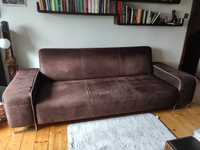 Piekna brazowa rozkladana sofa i fotel w komplecie na sprzedaz