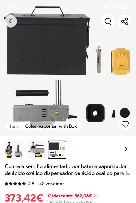 Vaporizador Ácido Oxálico Sem Fio Colmeia