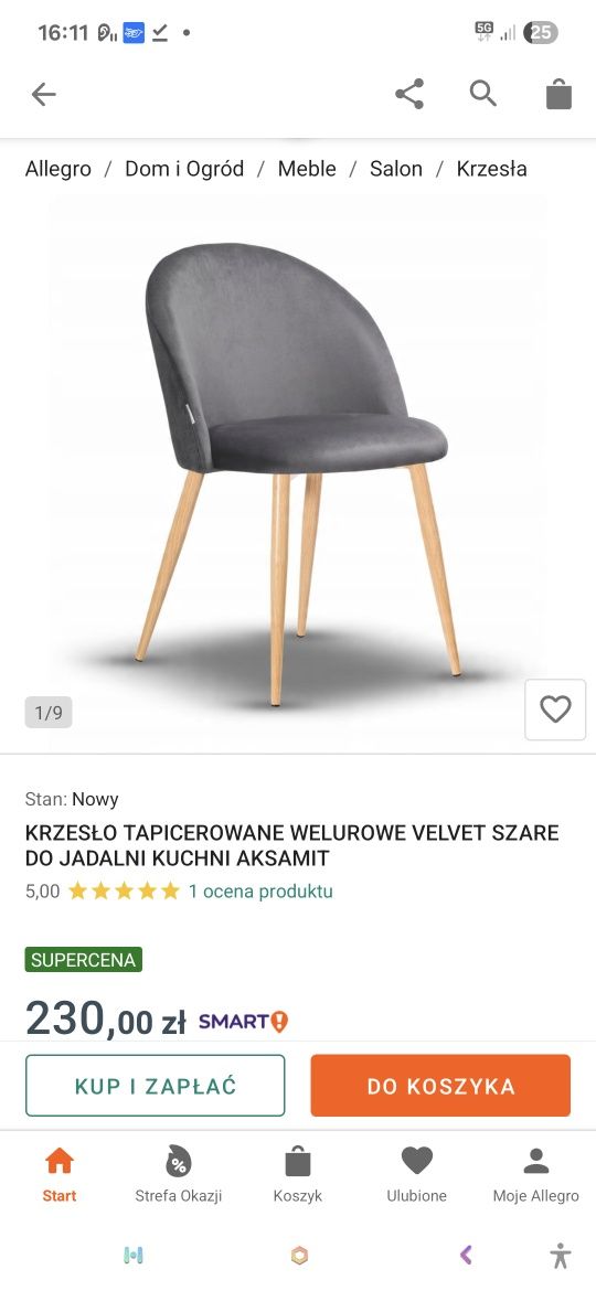 Krzesła Tapicerowane salon biuro Welur Szare OKAZJA!!