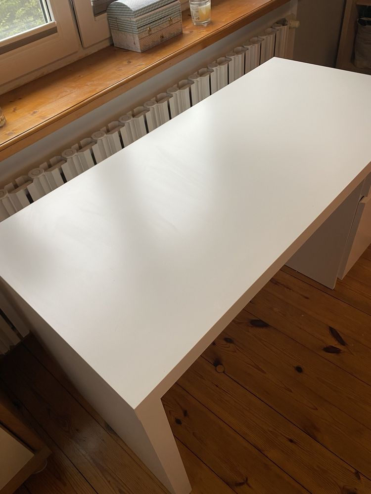 Ikea Biurko Malm 140x65cm białe z szufladą