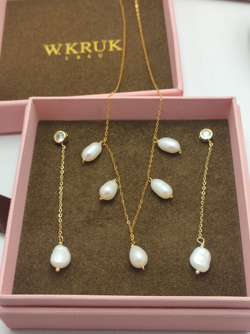 Komplet biżuterii srebrnej 925 z perłami naturalnymi