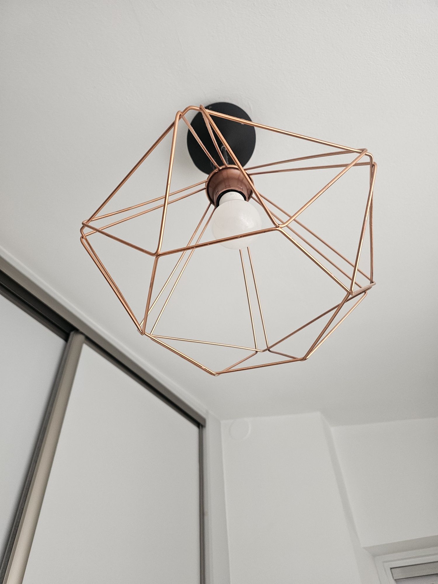 Żyrandol diament metalowy miedziany kolor