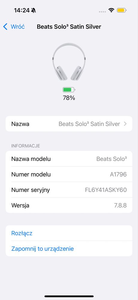 Beats Solo 3 Satin Silver Słuchawki Bezprzewodowe Srebrny Mat B